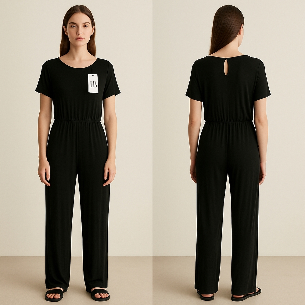 Hazel Blues Size XL Casual Black Jumpsuit Comfort Contemporary Minimalist NEW